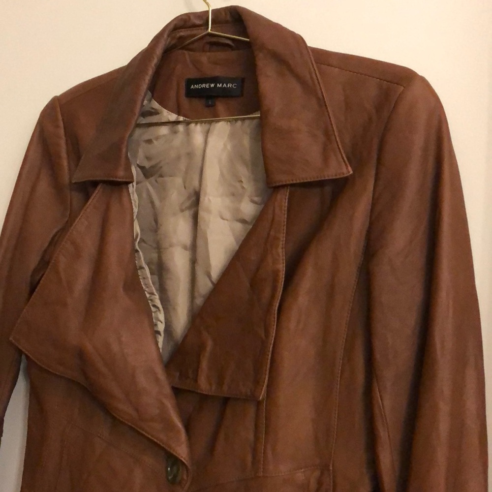 Camel brown Andrew Marc leather jacket